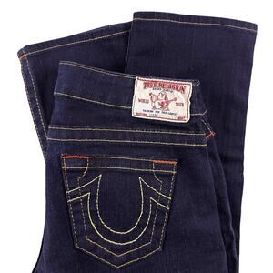 Vintage True Religion Jeans Womens Size 27 Blue Denim Lizzy Crop Low Rise Y2K